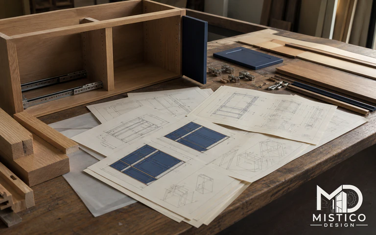 Fabrication drawing details and millwork shop drawing workspace